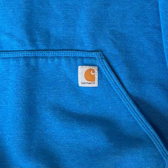 Carhartt K288 Loose Fit Hoodie Sweatshirt Logo Sleeve Blue Mens Size Medium - Picture 4 of 10